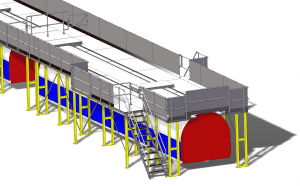 Underground train maintenance platform closeup